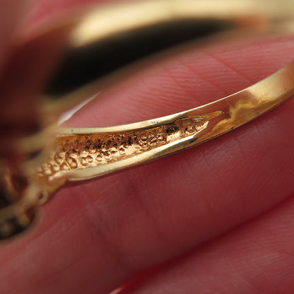 ROSS SIMONS 925 Sterling Gold Plated Vintage Real Opal & Sapphire Ring Size 8.75