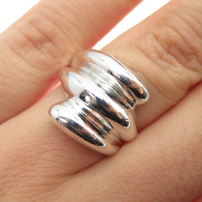 925 Sterling Silver Vintage Modernist Bypass Ring Size 6.5