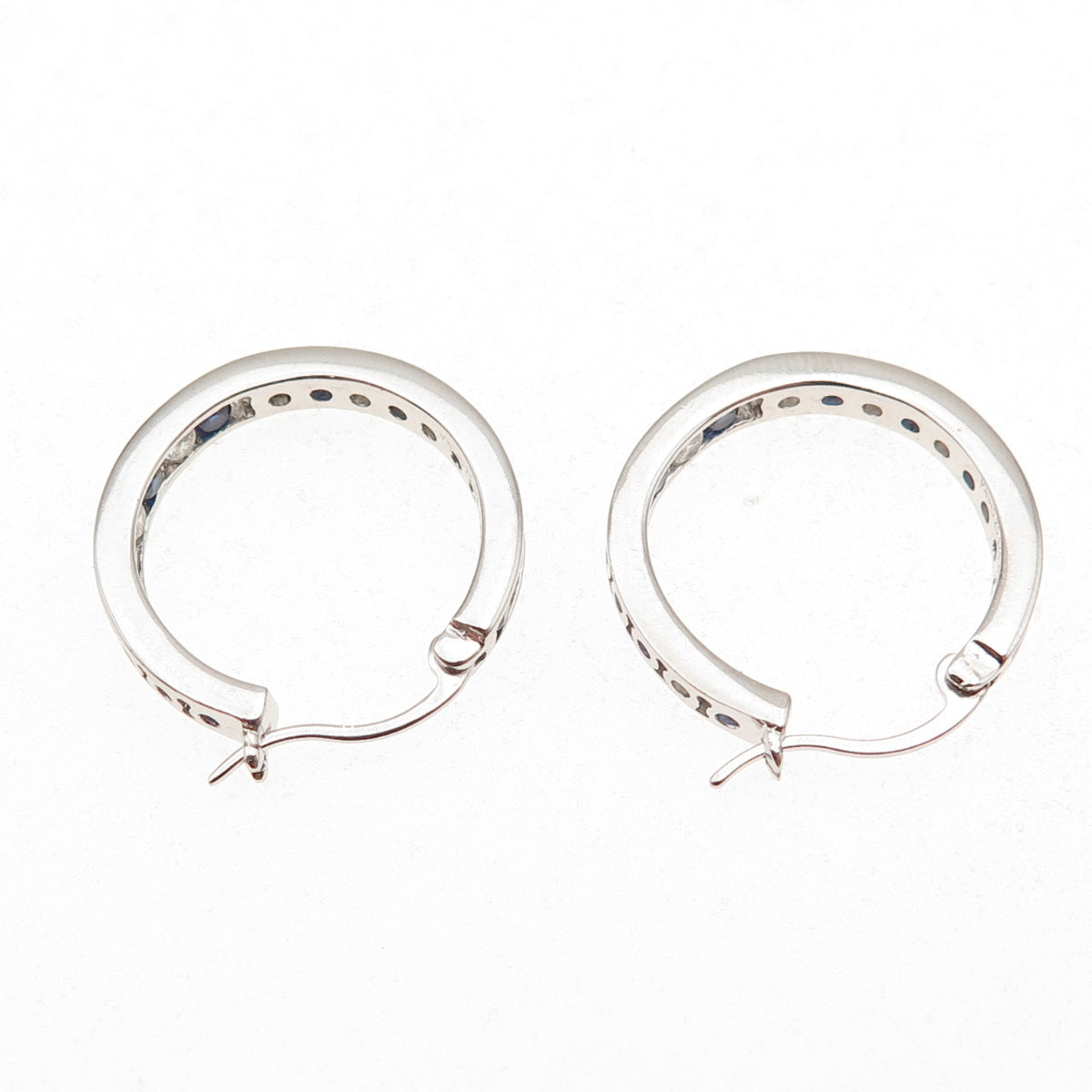 Jacmel Mauritius 925 Sterling Lab-Created Sapphire C Z In & Out Hoop Earrings
