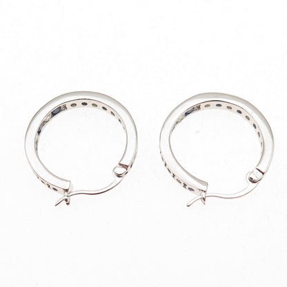 Jacmel Mauritius 925 Sterling Lab-Created Sapphire C Z In & Out Hoop Earrings