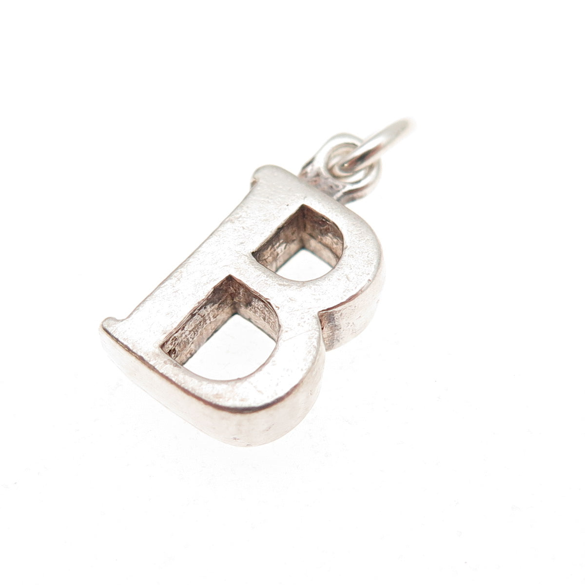925 Sterling Silver Vintage Letter B Initial Oxidized Charm Pendant