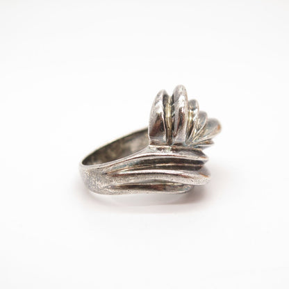 925 Sterling Silver Vintage Ribbed Ring Size 7.75