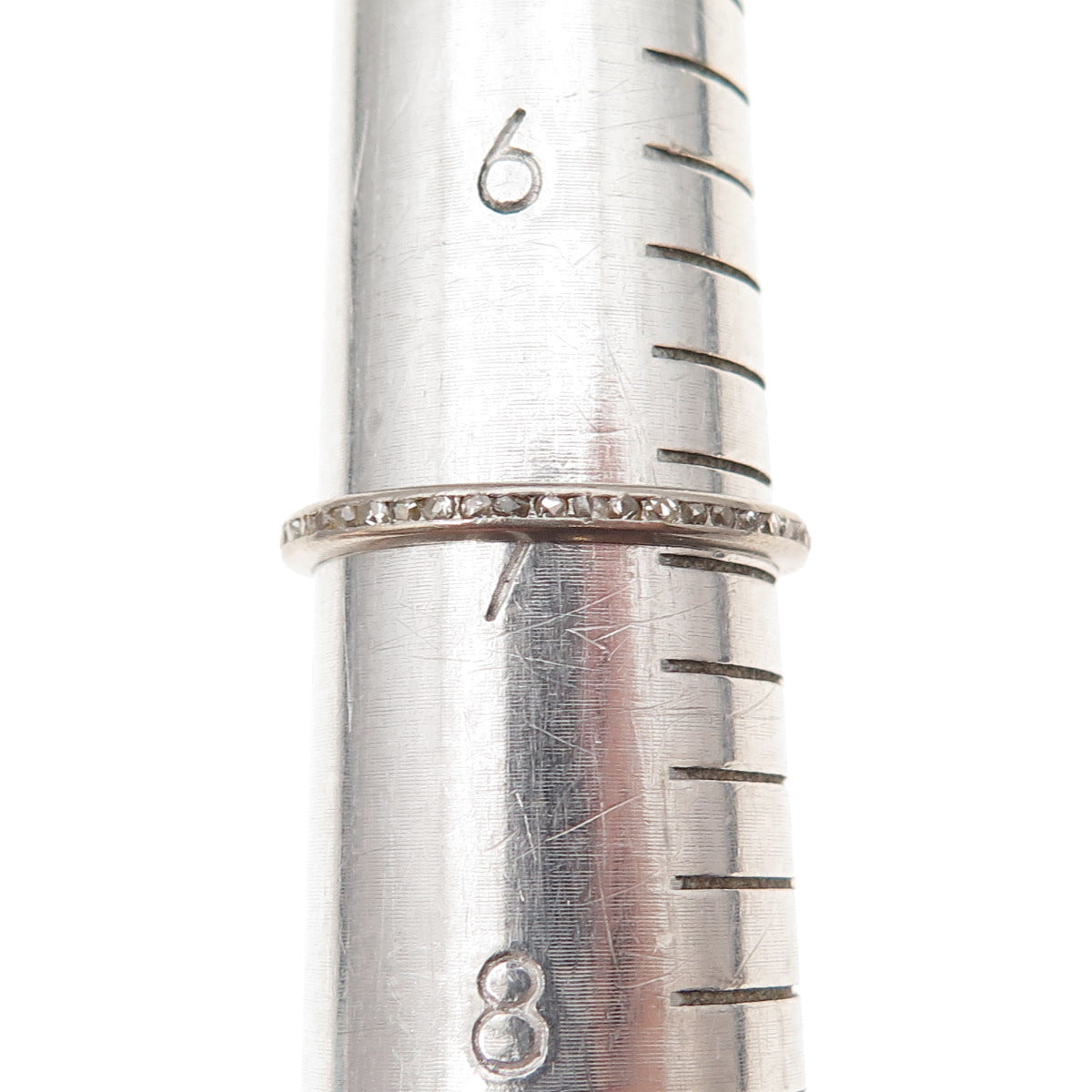 Platinum Antique Art Deco Real Diamond Stackable Eternity Band Ring Size 7