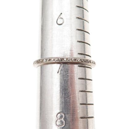 Platinum Antique Art Deco Real Diamond Stackable Eternity Band Ring Size 7