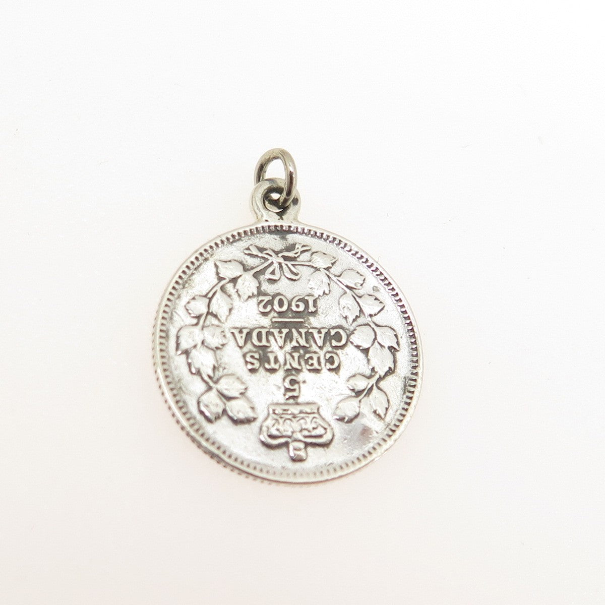 925 Sterling Silver Antique Canada 1902 King Edward VII 5 Cents Coin Pendant