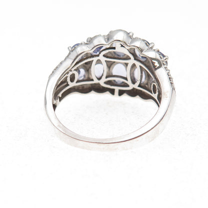 Chuck Clemency 925 Sterling Silver Real Oval & Round-Cut Tanzanite Ring Size 8