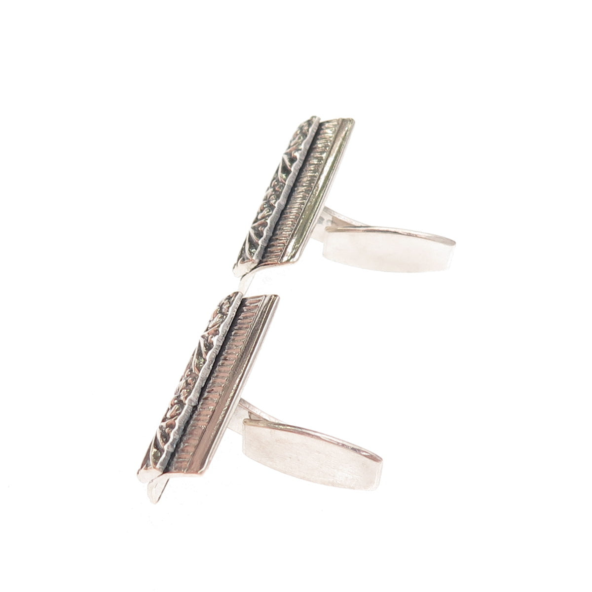 800 Silver Vintage KW Poland Forget Me Not Floral Oxidized Cufflinks