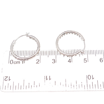 Kiera 925 Sterling Silver Round-Cut C Z In & Out Hoop Earrings