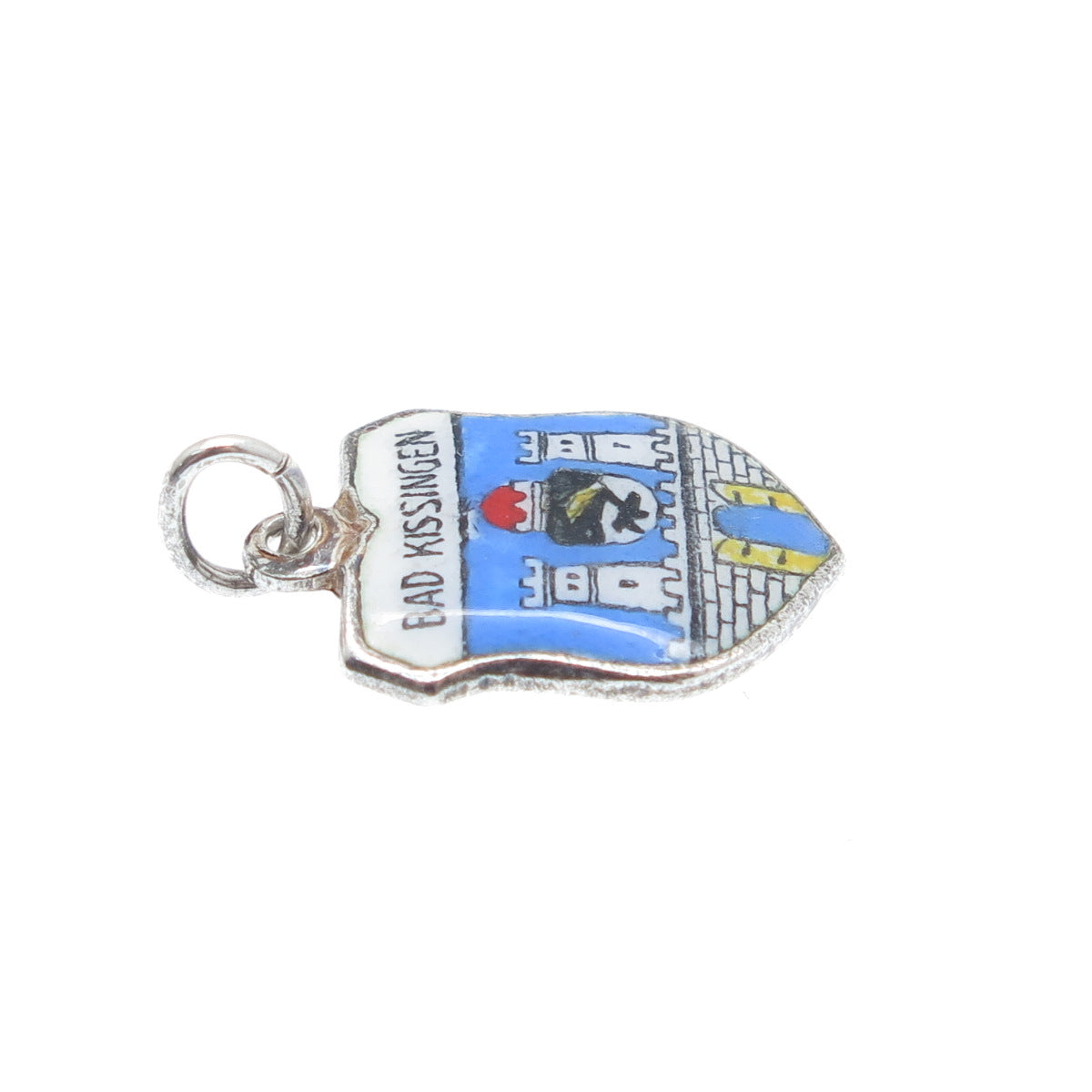 925 Sterling Silver Vintage Enamel Bad Kissingen Coat of Arms Mini Charm Pendant