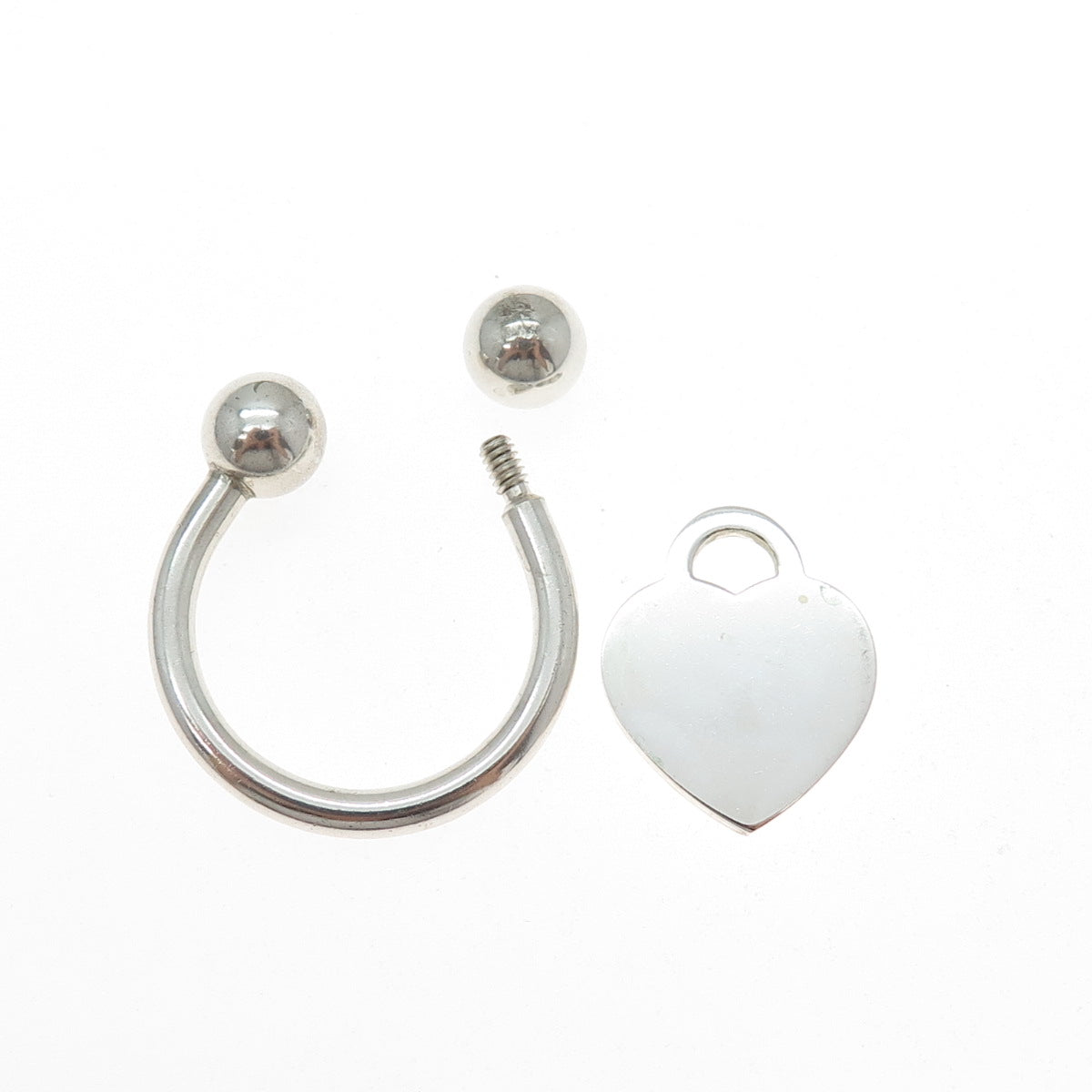 TIFFANY & CO. 925 Sterling Silver Vintage 2001 Heart Tag Screw Ball Key Ring