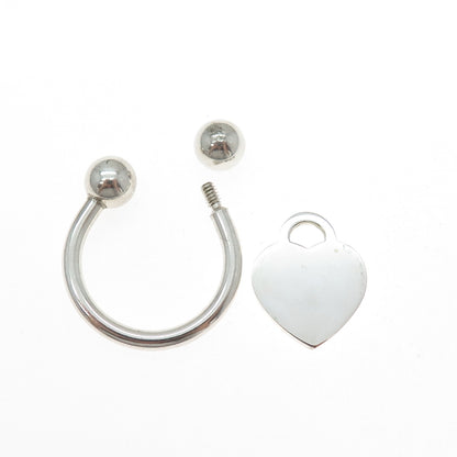 TIFFANY & CO. 925 Sterling Silver Vintage 2001 Heart Tag Screw Ball Key Ring