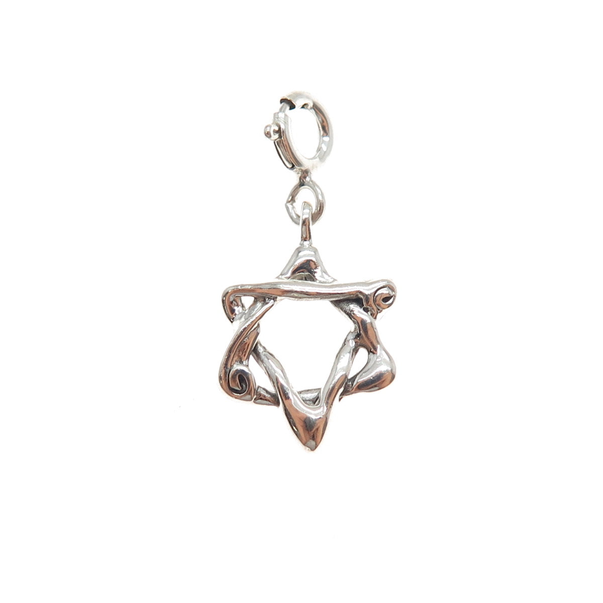 HAGIT GORALI 925 Sterling Silver Vintage Star of David Spring Ring Lock Pendant