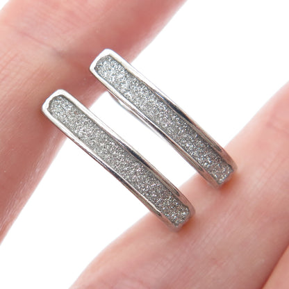 925 Sterling Silver Diamond-Illusion Hoop Earrings