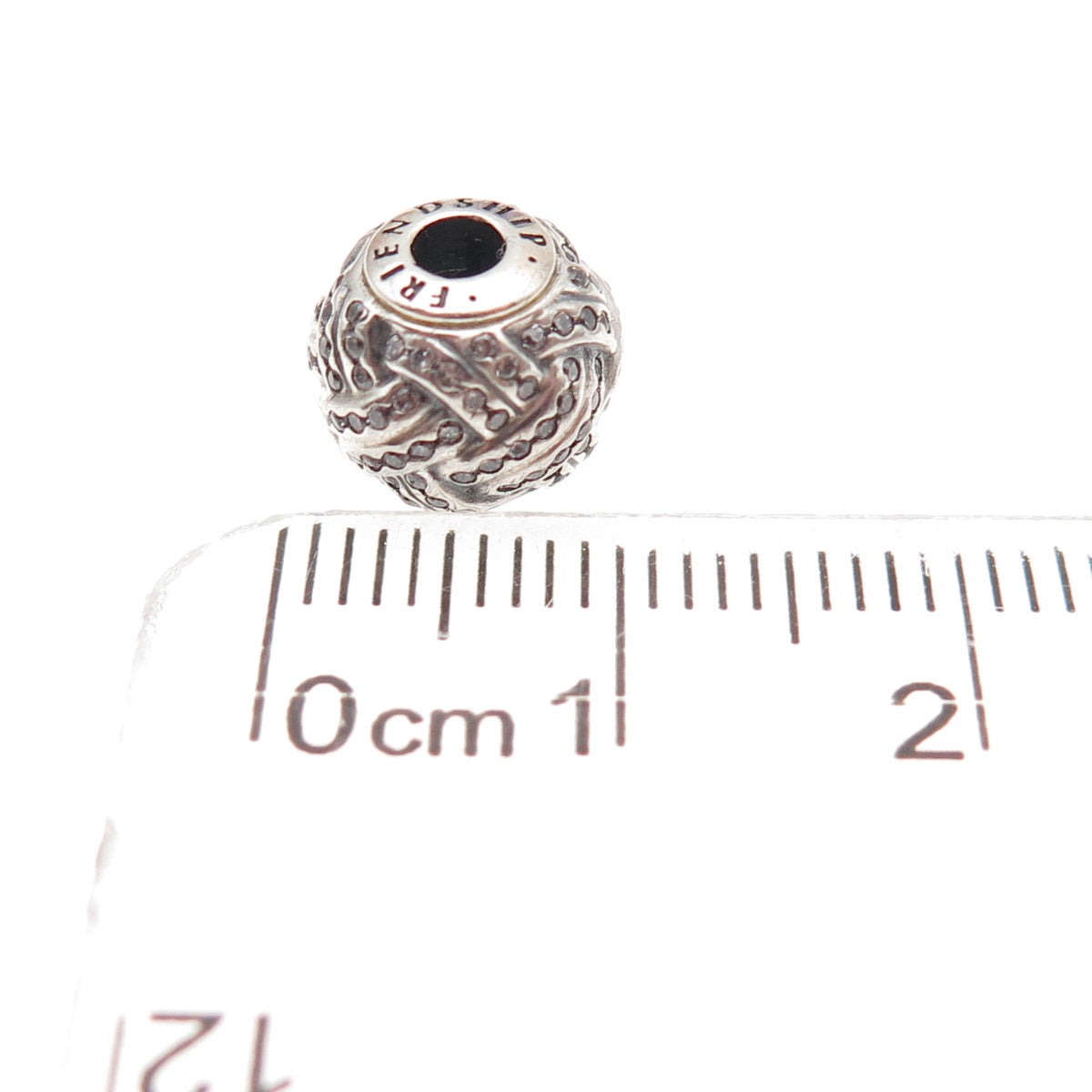 Pandora 925 Sterling Silver C Z Essence Friendship Slide Bead Charm