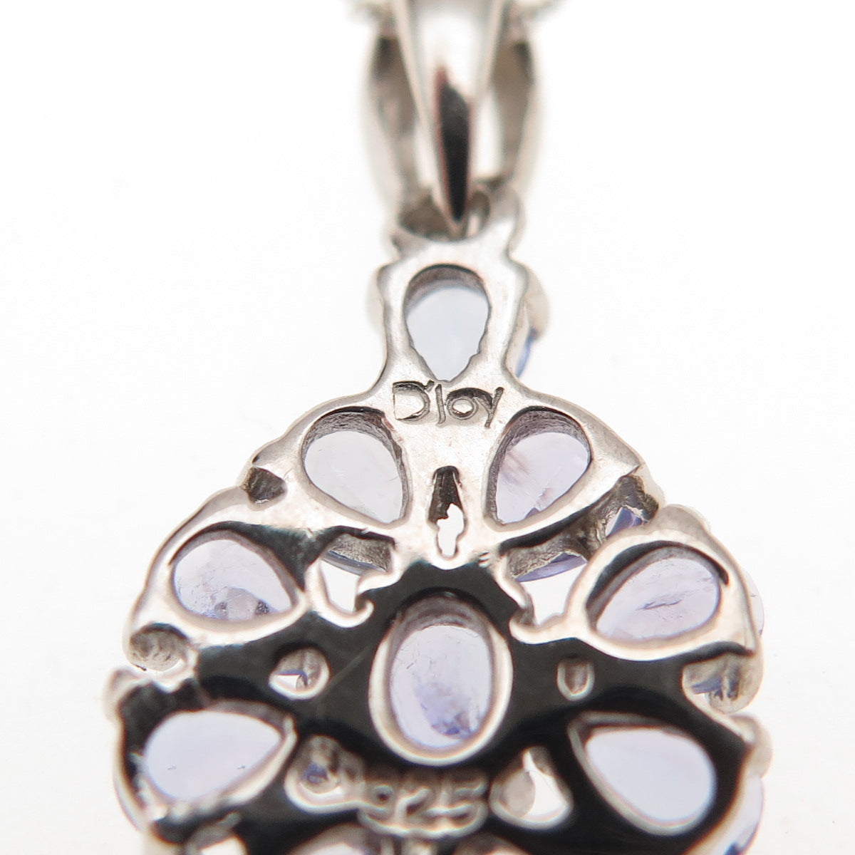 D'Joy 925 Sterling Silver Real Tanzanite Floral Cable Chain Necklace 18"