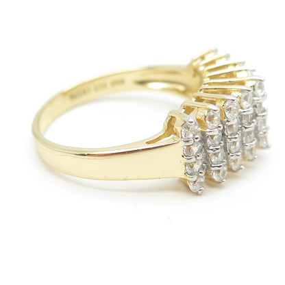 HAN 925 Sterling Silver Gold Plated Pave C Z Ring Size 10