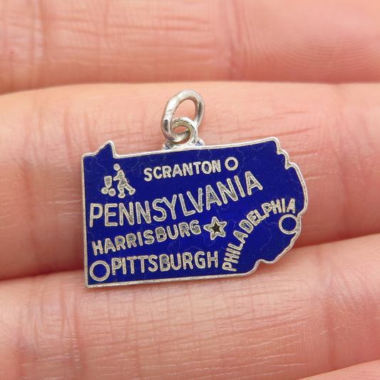 DANECRAFT 925 Sterling Silver Vintage Enamel Pennsylvania Charm Pendant