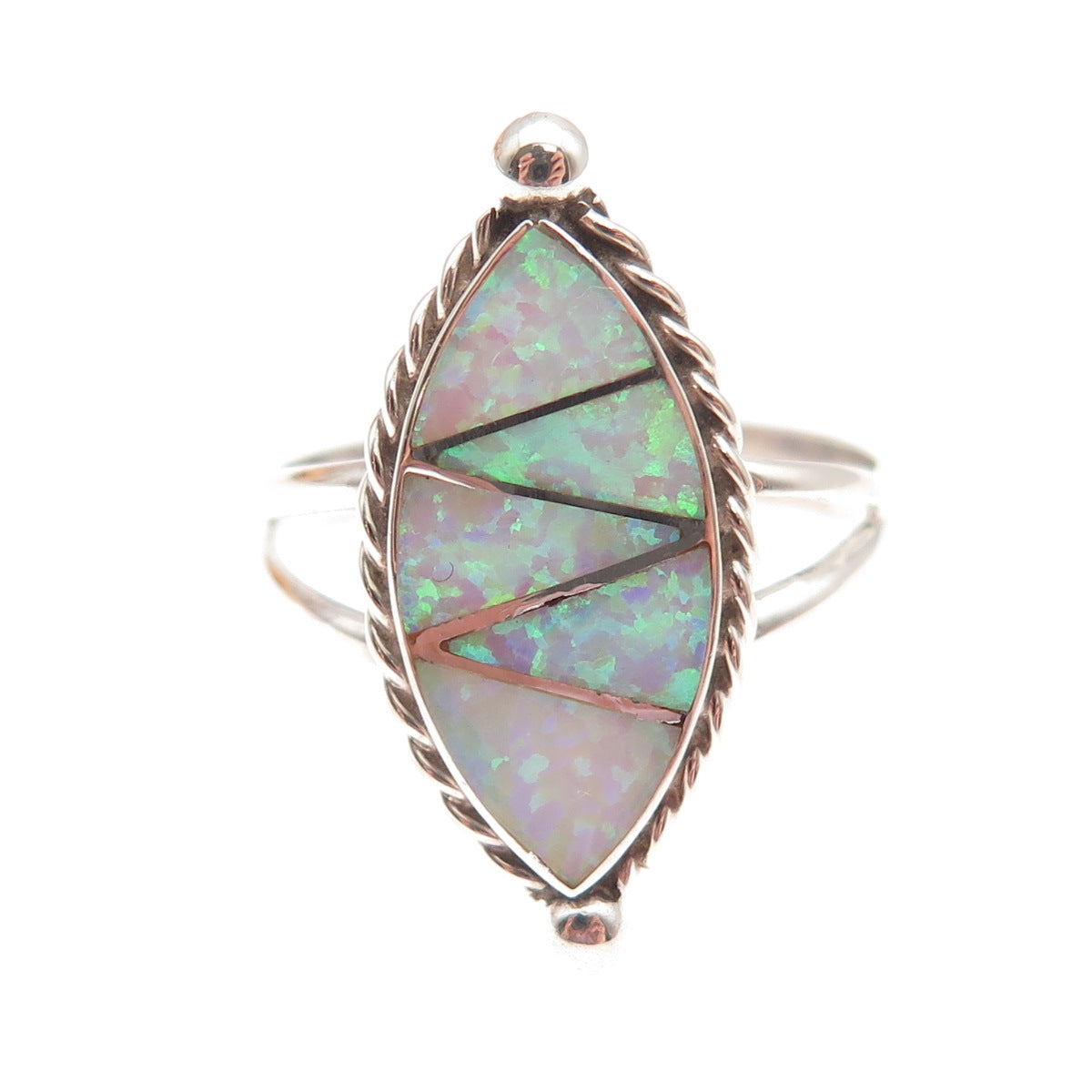 Old Pawn 925 Sterling Silver Vintage Southwestern Opal Tribal Ring Size 10