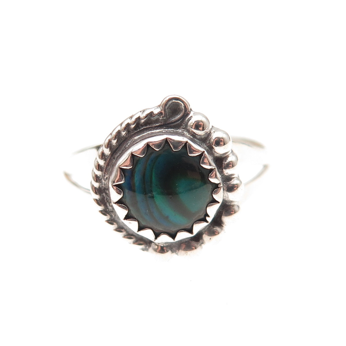 Gilo & Grace Nakai Navajo Old Pawn Sterling Vintage Abalone Shell Ring Size 7.75