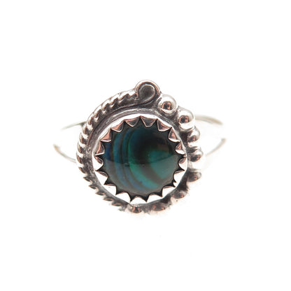 Gilo & Grace Nakai Navajo Old Pawn Sterling Vintage Abalone Shell Ring Size 7.75