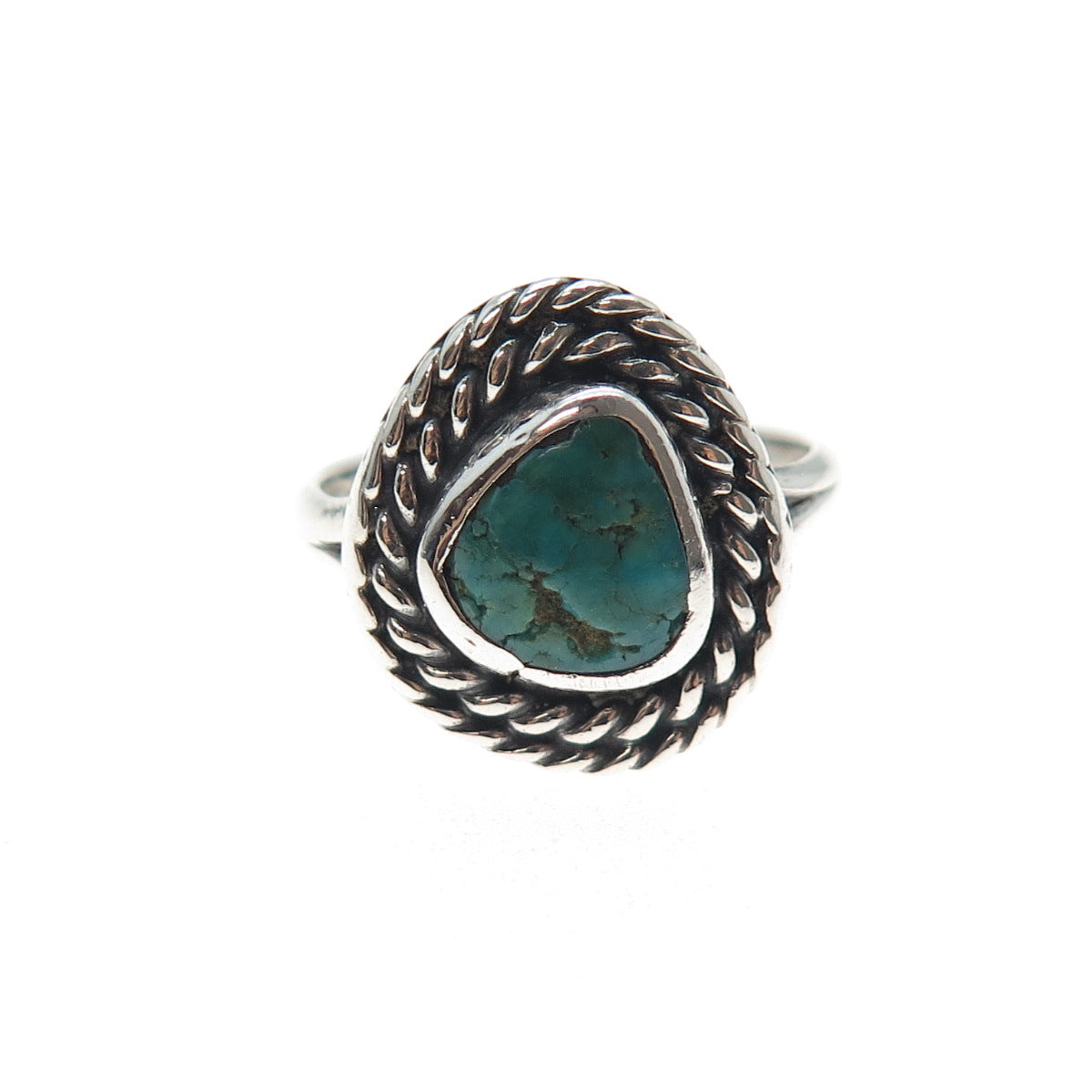 Old Pawn Sterling Silver Vintage Southwestern Kingman Turquoise Ring Size 6.5