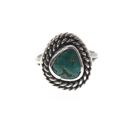 Old Pawn Sterling Silver Vintage Southwestern Kingman Turquoise Ring Size 6.5