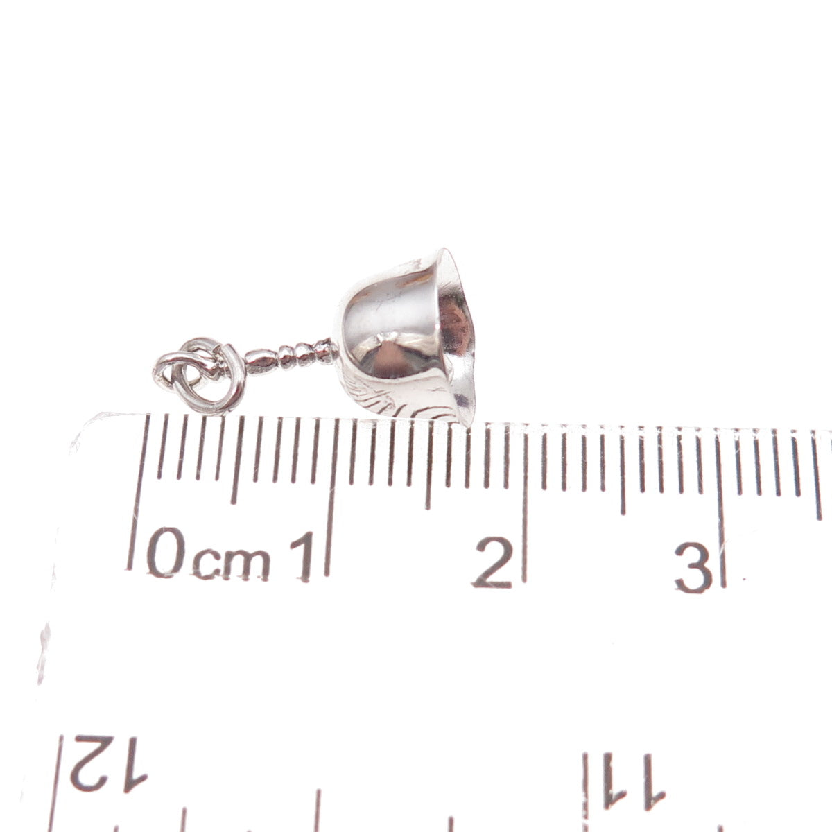 925 Sterling Silver Antique Art Deco Bell Oxidized 3D Charm Pendant