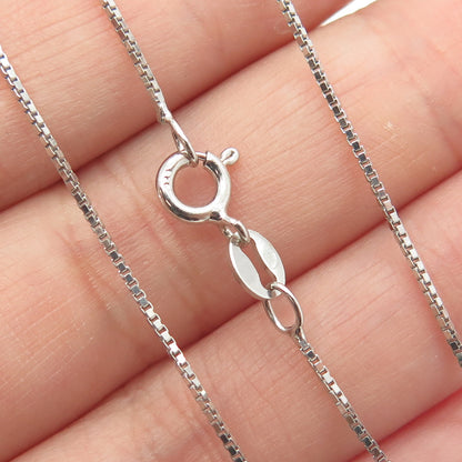 925 Sterling Silver Italy C Z Double Heart Pendant Box Chain Necklace 18"