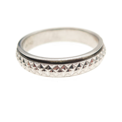 D'Joy 925 Sterling Silver Vintage Diamond-Cut Rotating Band Ring Size 8.25