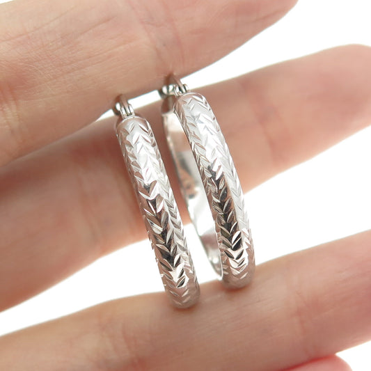 925 Sterling Silver Etched Arrow Hoop Earrings