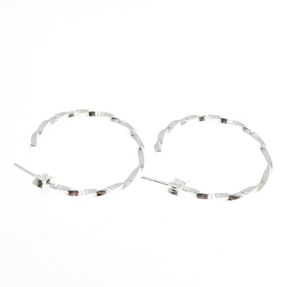 925 Sterling Silver Twisted Hoop Earrings