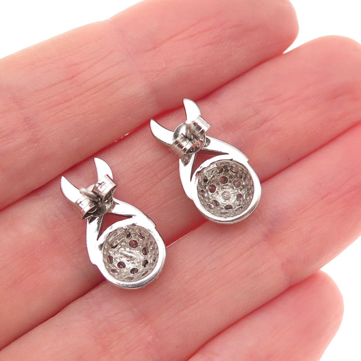 925 Sterling Silver Round-Cut C Z X-Shape Earrings
