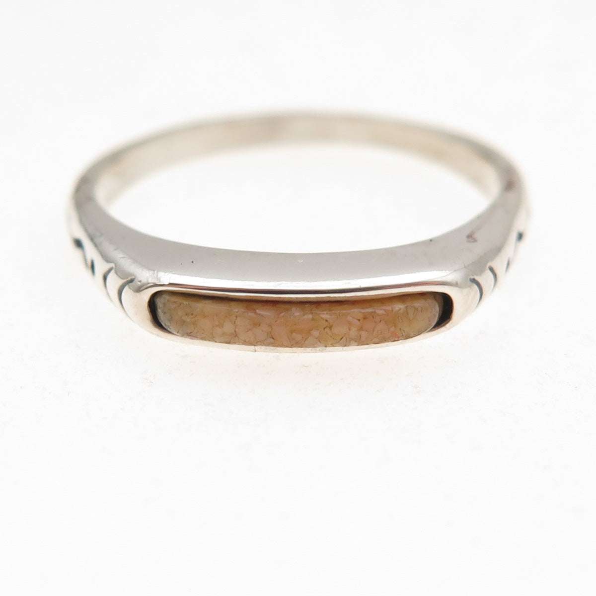 Carolyn Pollack 925 Sterling Silver Vintage Real MOP Inlay Stackable Ring Size 8