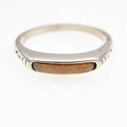 Carolyn Pollack 925 Sterling Silver Vintage Real MOP Inlay Stackable Ring Size 8