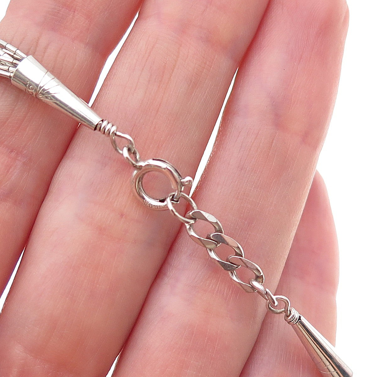 Sunrise Old Pawn 925 Sterling Silver Vintage Beaded Liquid Chain Bracelet 7.25"