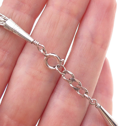 Sunrise Old Pawn 925 Sterling Silver Vintage Beaded Liquid Chain Bracelet 7.25"