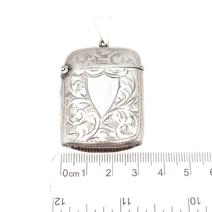 Rolason Brothers 925 Sterling Antique 1925 Birmingham Engraved Vesta Match Case