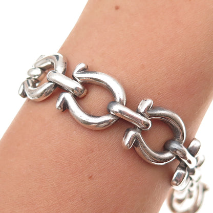 925 Sterling Silver Vintage Mexico Omega-Link Oxidized Bracelet 7"
