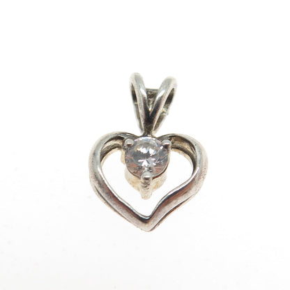 925 Sterling Silver Vintage Round-Cut Shaped C Z Heart Pendant