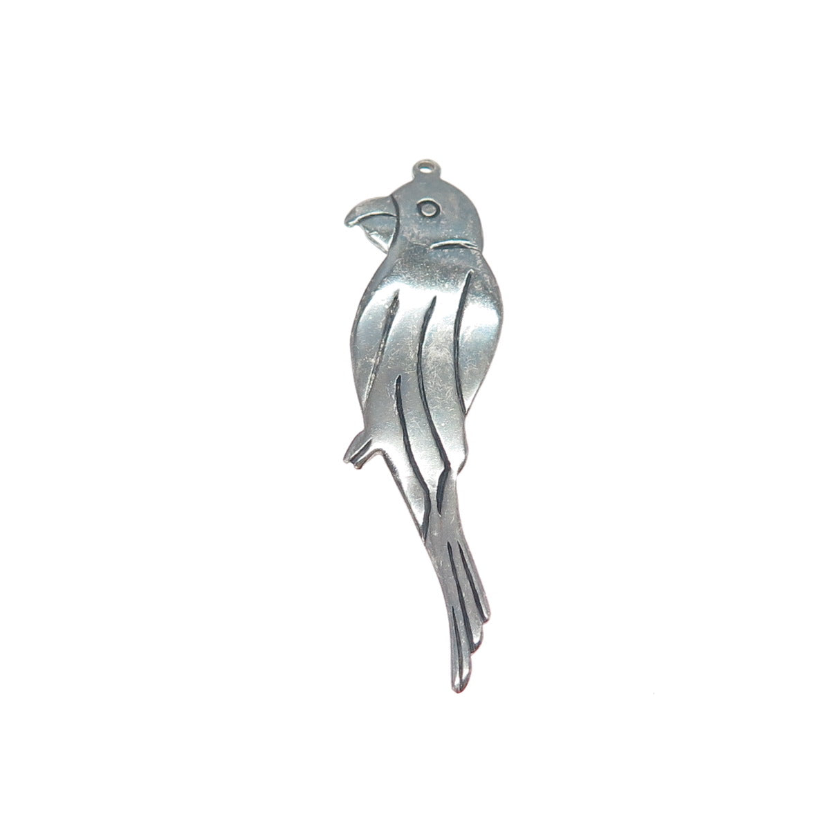 925 Sterling Silver Vintage Parrot Bird Oxidized Charm Pendant