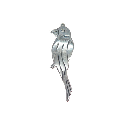 925 Sterling Silver Vintage Parrot Bird Oxidized Charm Pendant
