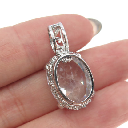 925 Sterling Silver Oval-Cut C Z Pendant