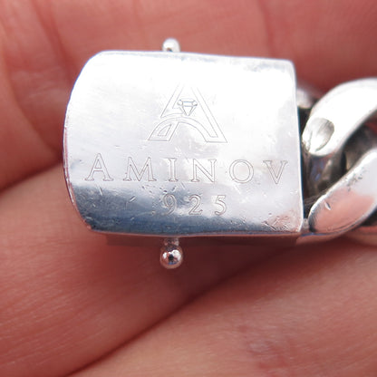 AMINOV 925 Sterling Silver Heavy 55.5g Hollow Cuban Link Bracelet 8.75"