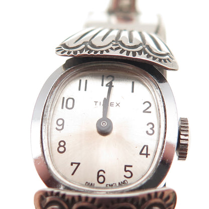 Willie Long Navajo Timex Watch Old Pawn Sterling Turquoise Coral Bracelet 5.75"