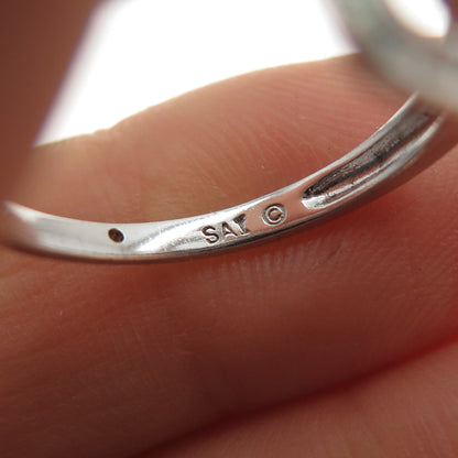SAI 925 Sterling Silver Round-Cut C Z Letter O Interlocked Ring Size 7