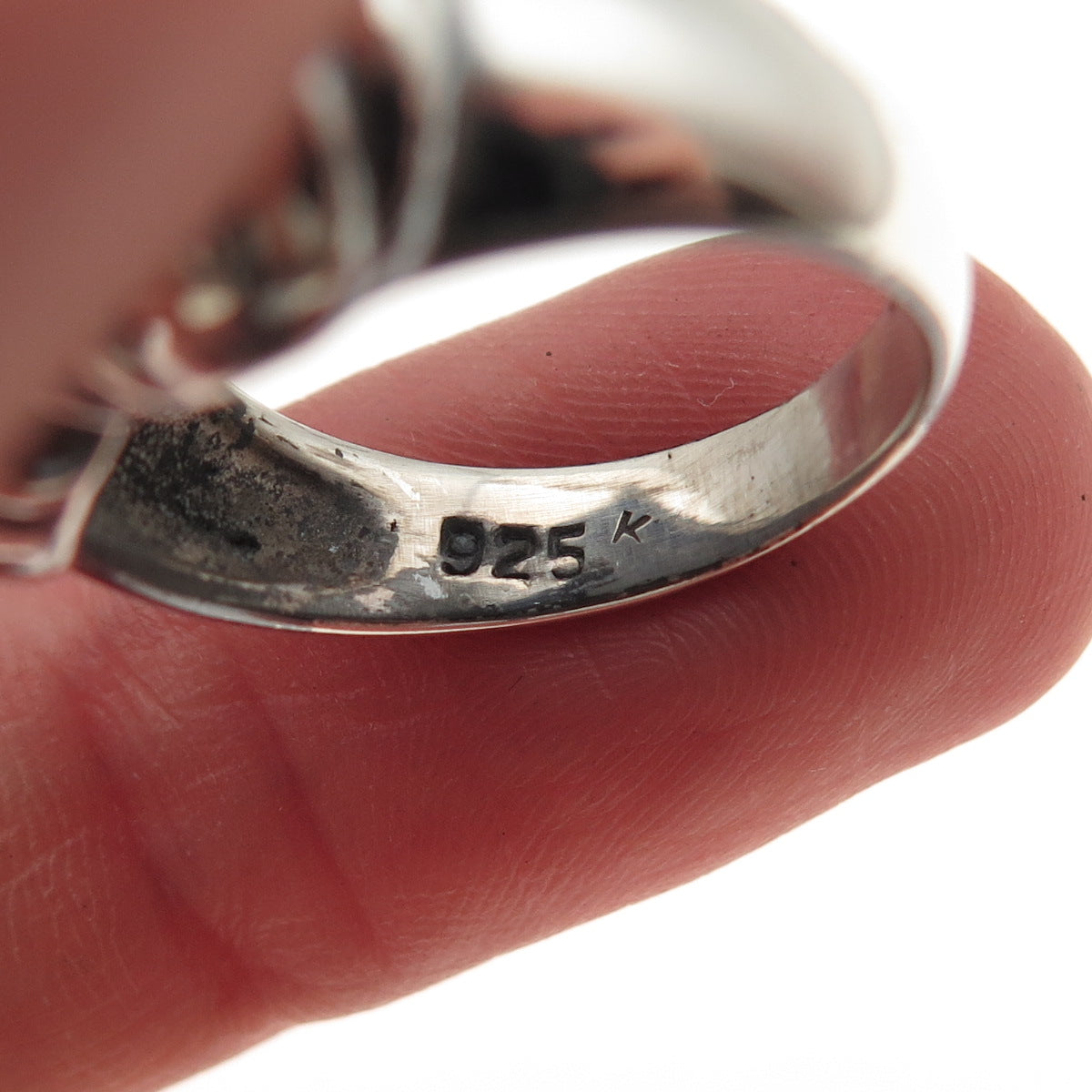 Ken Crafts 925 Sterling Silver Vintage Modernist Heart Oxidized Ring Size 7.25