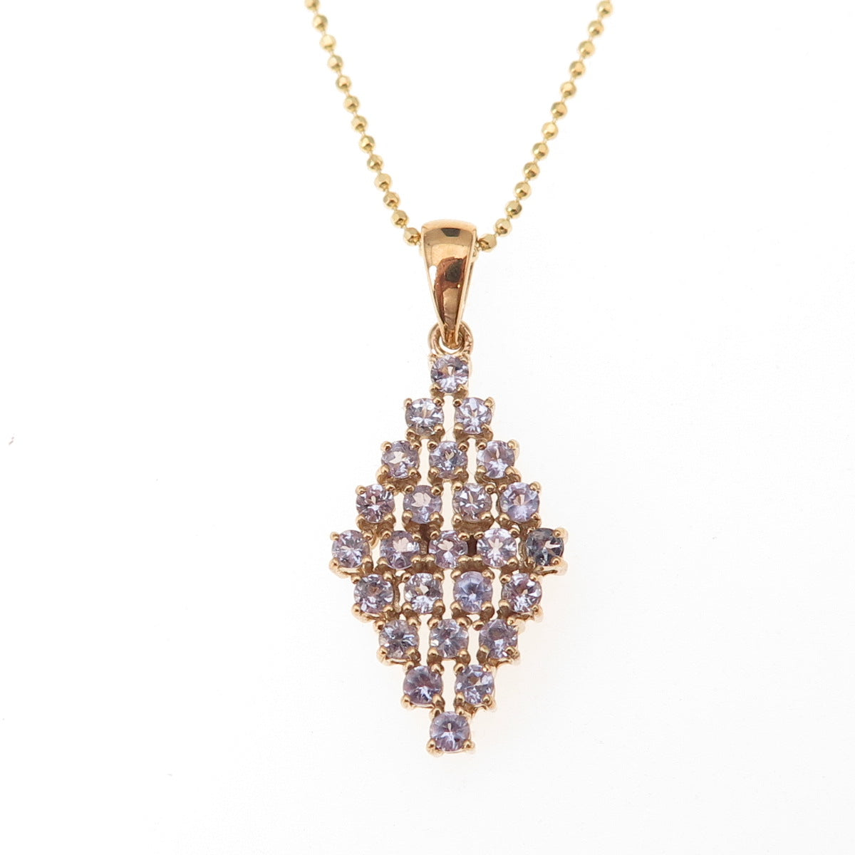925 Sterling Silver Gold Plated Real Tanzanite Ball Beaded Chain Necklace 20"