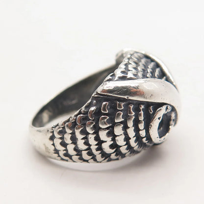925 Sterling Silver Vintage Wise Owl Ring Size 7.5