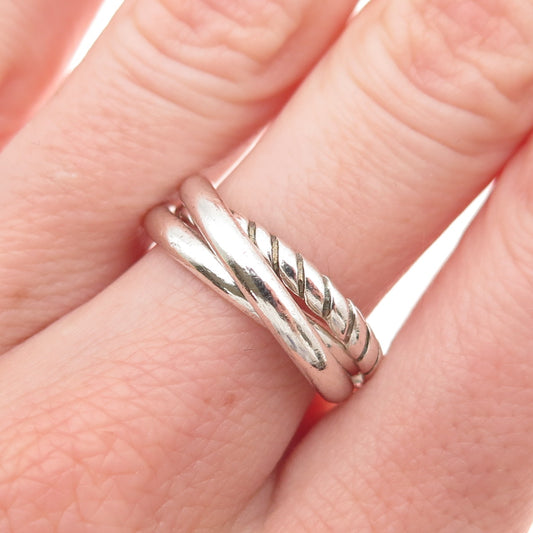 925 Sterling Silver Vintage Interlocked Trinity Band Ring Size 6.75