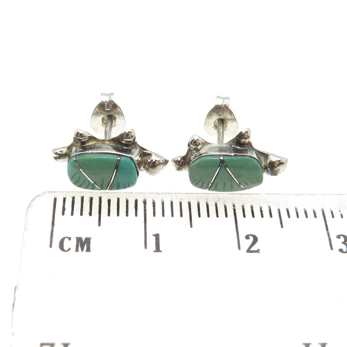 Old Pawn 925 Sterling Vintage Southwestern Turquoise Turtle Tribal Earrings